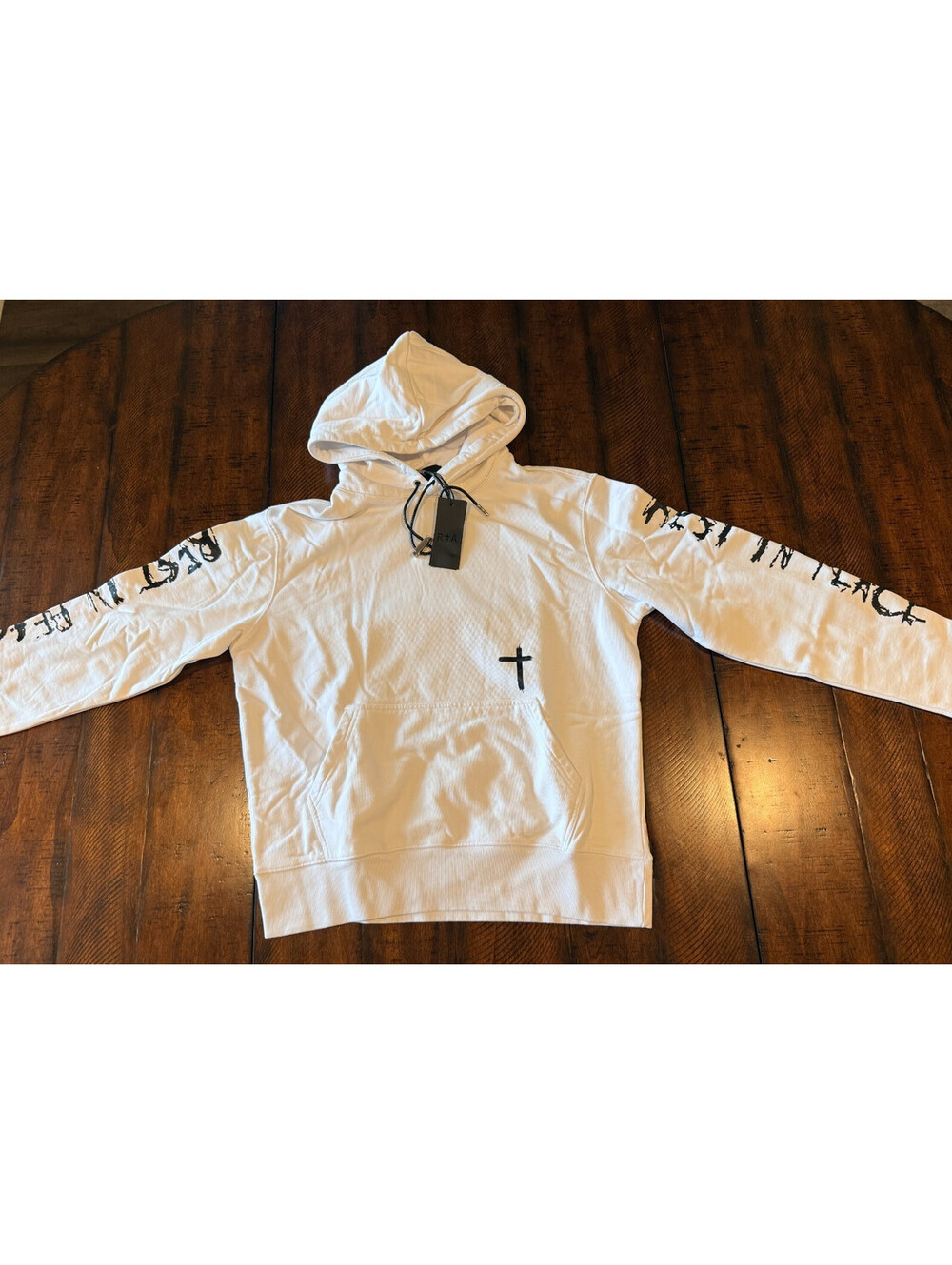 RtA Road to Awe Dion RIP Cross Hoodie Men's Large White Graphic NWT